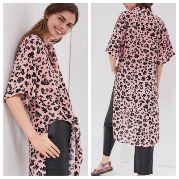 Maeve Anthropologie Top Womens XS Pink Button Up Tunic Beachy Festival Boho Pool - Picture 1 of 16